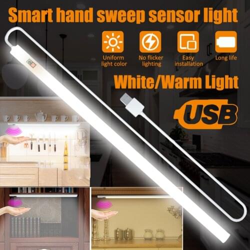 5V USB Powered Smart LED Kitchen Light Hand Sweep Sensor Lamp High Brightness Backlight for Cabinet Wardrobes Drawer 20/30/40 cm