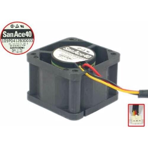 Sanyo Denki 109P0412B3D033 DC 12V 0.28A 40x40x28mm Server Cooling Fan