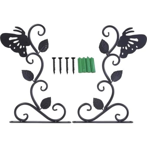 2pcs Storage Rack Balcony Flower Stand Plant Bracket Hanger Iron Wrought Baskets Modern Cast Balcony Decor Accessories