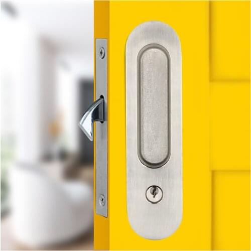 Gifsin Sliding Door Lock Invisible Recessed Handle Latch with 3 Keys for Interior Doors