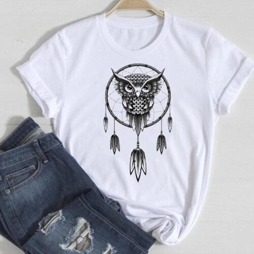 Women Short Sleeve Owl Vintage Cute 90s Style Fashion Cartoon Summer Graphic T Top Lady Print Tee Female Tshirts Clothes T-Shirt