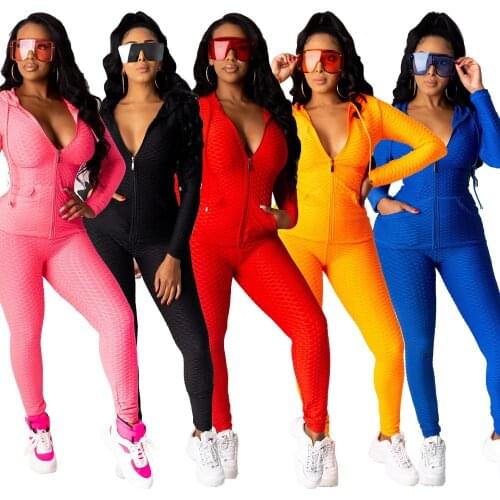 12CM770 Autumn Winter Women Casual Fish-scale Pattern Sports with Hood Two Piece Set Top and Pants Tracksuit Sweatsuit Outfits