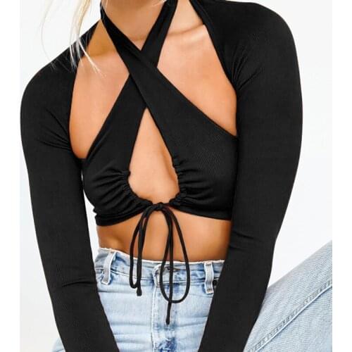 New Womens Halter Crop Tank Tops Sleeveless Tie Up Rib Knit Camisole + Shawl Sleeve Chic Summer Spring Fall Hot Sale S M L