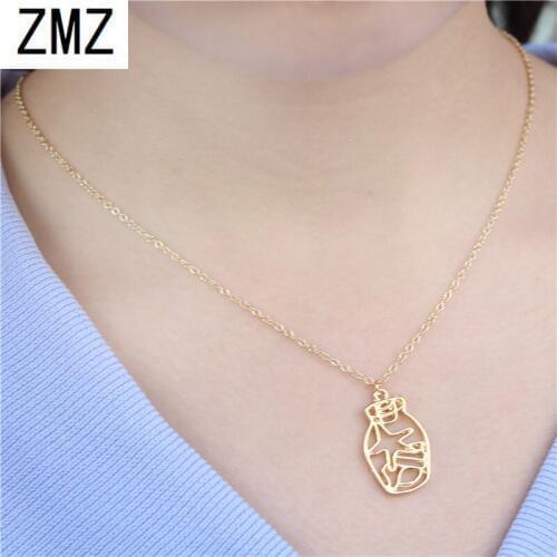 ZMZ 50pcs/lot 2019 Europe/US fashion Drift bottle pendant lovely hollow geometric necklace gift for mom party jewelry