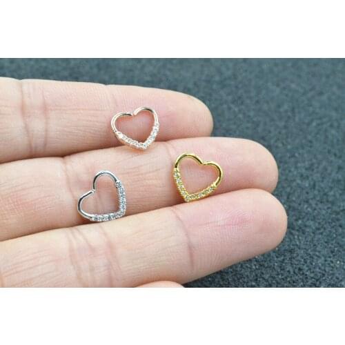 10pcs Free Shippment Heart CZ Nose Ring/Ear BCR Body Piercing earring Thin Helix/Tragus/Cartilage Body Piercing 20G NEW