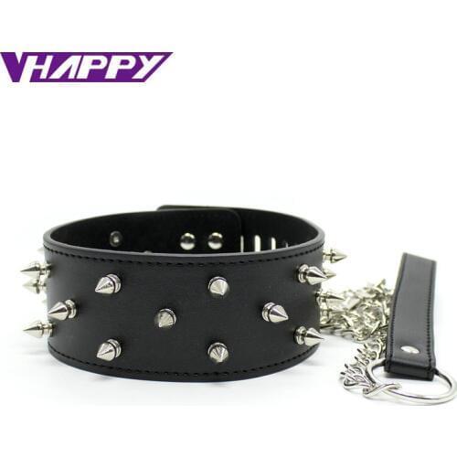 10 pcs/lot Adult Games Sex Bondage Slave Collar Locking Double Rivet Neck Harness Bondage Kits Collar Restraint VP-CR003032B