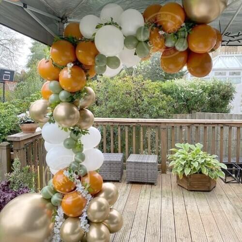 100Pcs Double Layer Orange Latex Balloons Garland Kit Avocado Green Globos 18 Inch Metallic Gold Ball For Wedding Birthday Decor