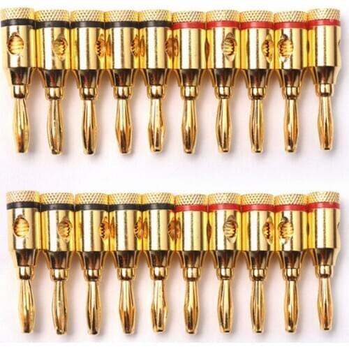New Sale 20PCS 4mm Connector Diamete Gold Plated Copper Amplifier Speaker Binding Post Banana Jack Socket Connectors