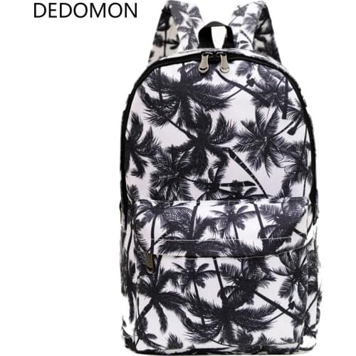 2020 Coconut Tree printing laptop backpack women canvas Bag famous brands travel backpacks satchel school bag for teenage girls