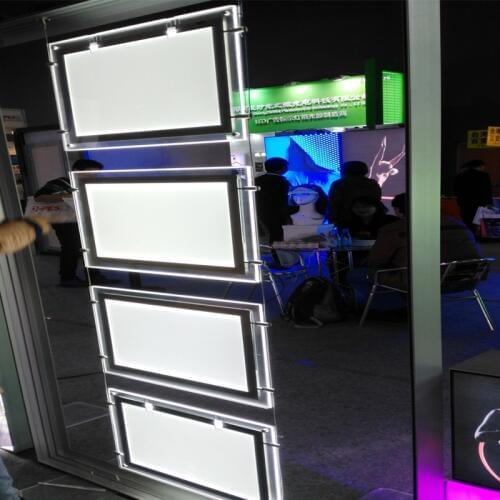 4unit/Column) A3 Single Sided Magnetic Cover LED Light Box,Illuminated Poster Frames Cable Hanging Display for Estate Agents