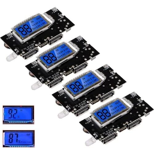 4Pcs 18650-Module Battery Charging PCB Module with Overcharge Overdischarge Short Circuit Protection Dual USB Board