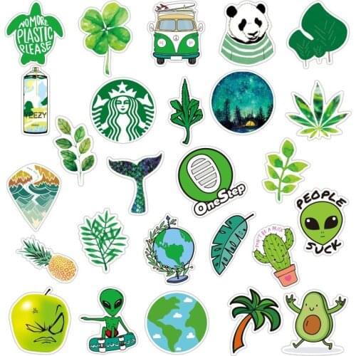 5Set =175PCS Green Small Fresh Cartoon Sticker Trolley Case Notebook Scooter Motorcycle Water Cup Sticker