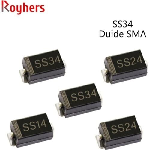 50Pcs SMD Schottky Barrier Rectifier Diode SS5200 SS18 SS26 SS36 SS28 SS56 SS510 SS32 SS16 SS54 3A 100V 150V 200V SMA DO-214AC