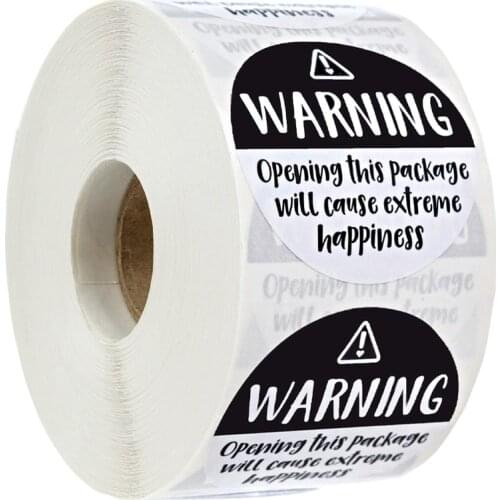 500 Pcs/Roll 1.5 Inch Black And White Cute Warning Stickers For Decorating Business Gifts Extreme Happiness Envelope Stickers