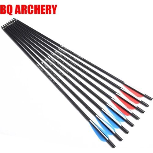 6/12/24pcs 16/20 Inch Crossbow Bolt Mix Carbon Arrow Replaceable Arrow for Recurve/Composite Bow Crossbow Hunting Archery