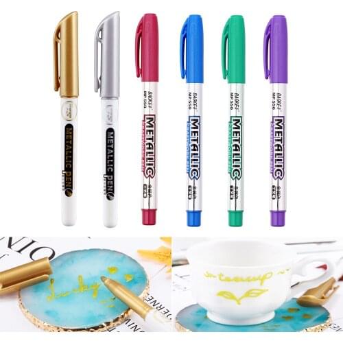 2/3/6Pcs Gold Silver Leafing Point Pen Acrylic Paint Highlights Metallic Permanent Marker Drawing Pen for DIY Epoxy Resin Crafts