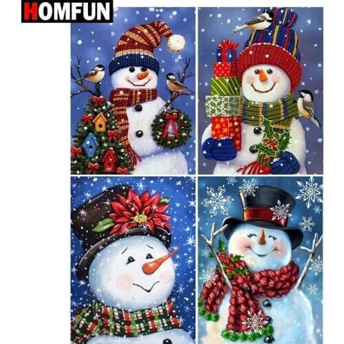 HOMFUN Diamond painting "Christmas snowman" Full Square/Round Drill Wall Decor Inlaid Resin Embroidery Craft Cross stitch