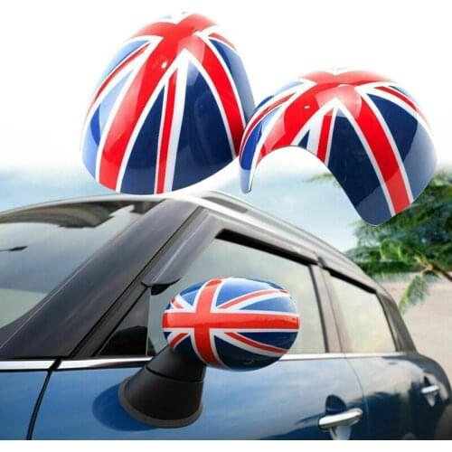 Car Door Side Red/Blue UK Flag Mirror Covers for Mini Cooper R55 R56 R57 R58 R60 R61 Power Fold Mirror