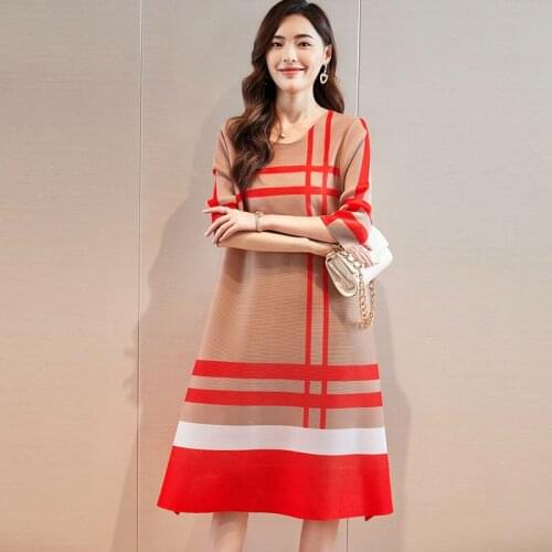 Модные платья в клетку Changpleat China At AliExpress