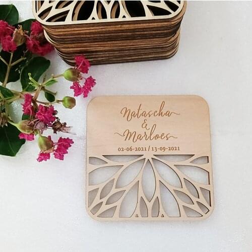 Personalized Wooden Coaster, Custom Wedding Coaster, Carved Name Coaster, Wedding Gift Coaster, Wedding Souvenir Decoration