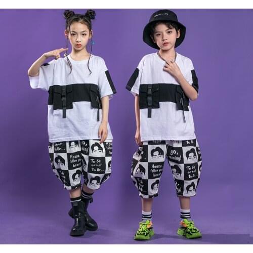Kids Ballroom Hip Hop Clothing Stage Outfits T Shirt Streetwear Harem Pants for Girl Boy Jazz Show Party Dance Wear Costume