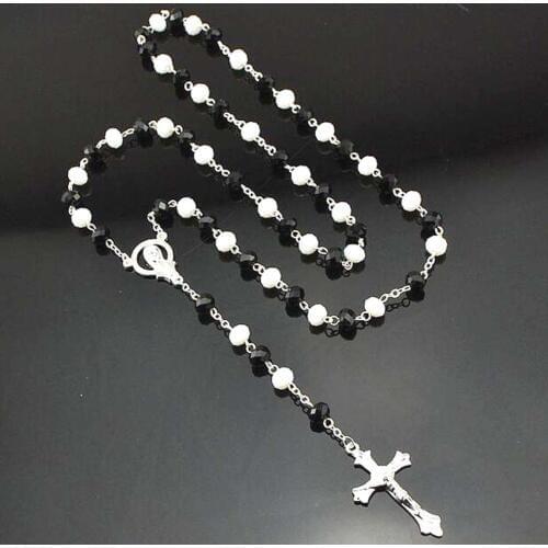 Cross Necklace Beaded Long Chain Necklace Women Men Fashion Jewelry Accessories Alloy Beads Connecting Neck Decorations Necklace