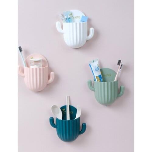 Home Wall Self-adhesive Storage Rack Holder For Kitchen Bathroom Toothbrush Storage Wall-mounted Holder Bottom Hole Design Rack