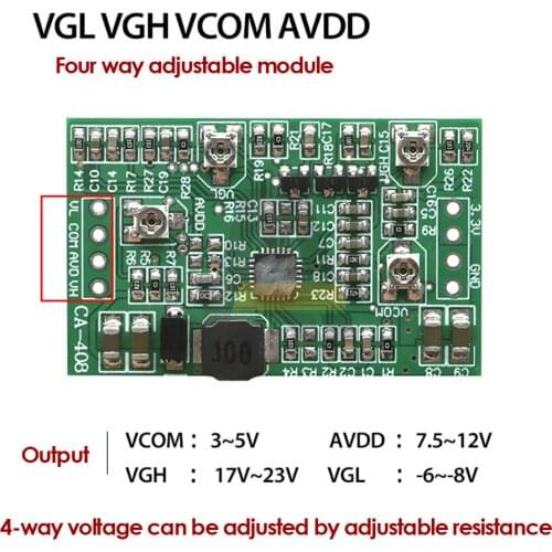 Backlight Driver Step UP TCON Module CA-508 CA-408 4CH 12V 3.3V Power Supply Board VCOM AVDD VGH VGL Adjustable Boost Module