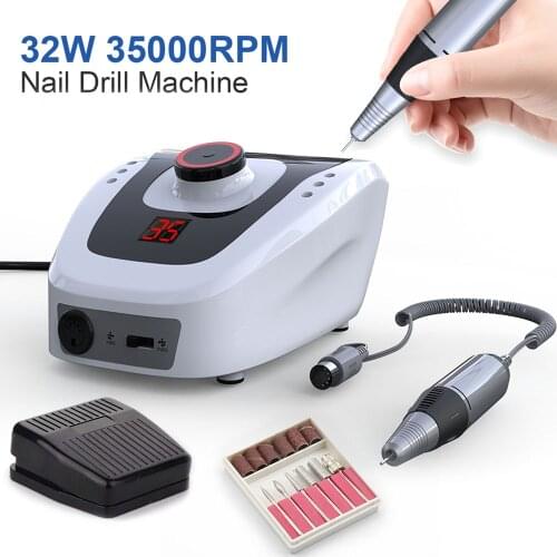 Electric Nail Drill Machine 32W 35000RPM Nail Art Equipment Manicure Machine Accessory Electric Nail File Nail Drill Bit Tool