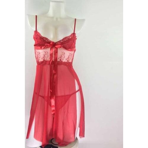 Hot Black Red Sexy Lingerie Lace Sexy Pajamas Women Transparent Thin Mesh Sexy Waist Split Temptation Sling Nightdress