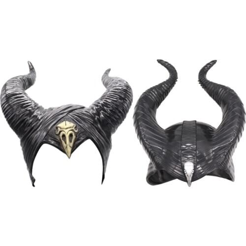 Halloween Black Long Horn Hat Magic Witch Queen Cosplay Costume Accessories Headpiece Masquerade Headgear Party Props