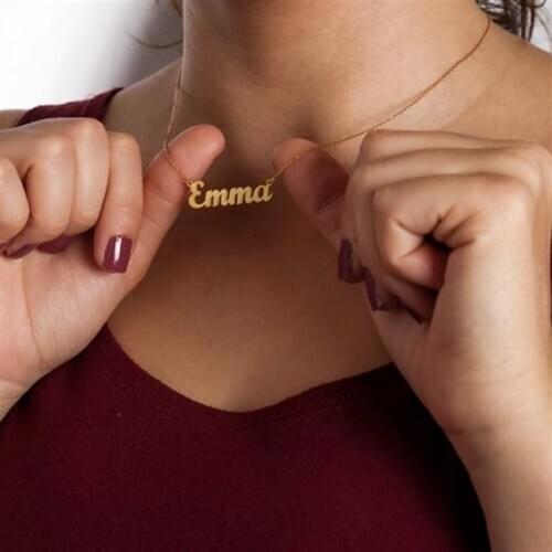 Personalized custom name necklace Emma necklace stainless steel pendant Christmas gift for mom