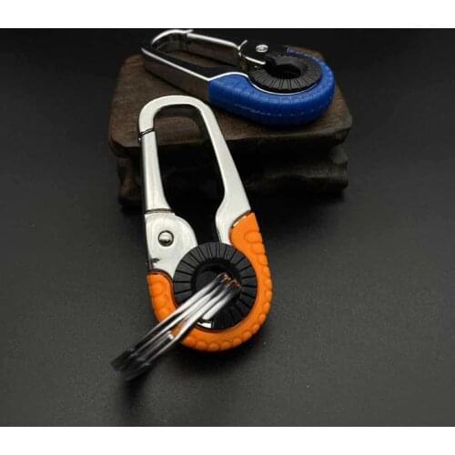 Durable Keychain Hook Stainless Steel Buckle Outdoor Carabiner Climbing Tools Double Ring Car Fishing Keychain Survival