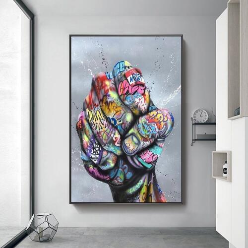 Power of Fist Street Art Posters And Prints Abstract Art Paintings on the Wall Graffiti Art Modern Pictures Home Decor Cuadros