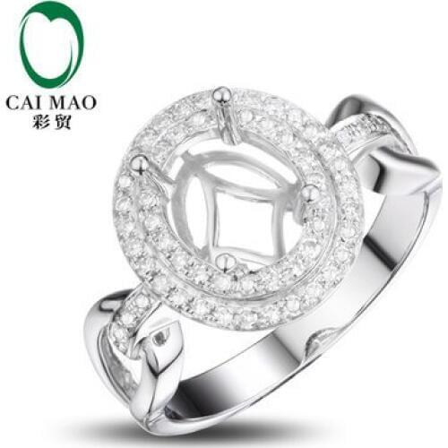 CaiMao Oval cut Semi Mount Ring Settings & 0.30ct Diamond 14k White Gold Gemstone Engagement Ring Fine Jewelry