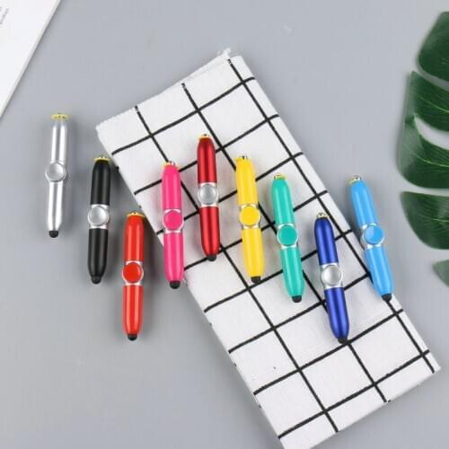 Creative plastic rotary pen multi-functional five-in-one twist touch LED light pen decompression toy pen