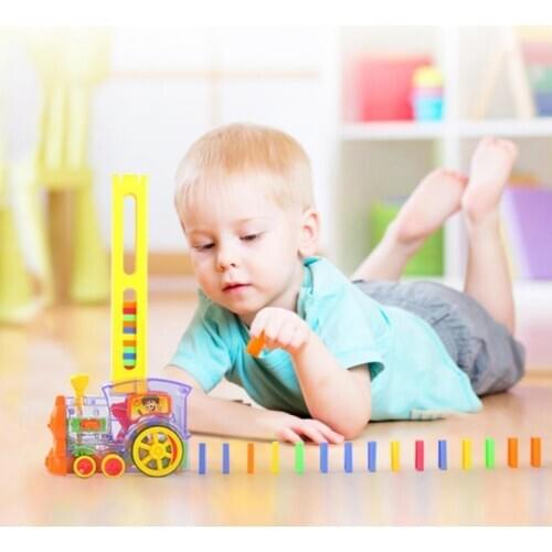 Creative Domino Set Toy Train Blocks with Automatic Laying Function Kids Gift