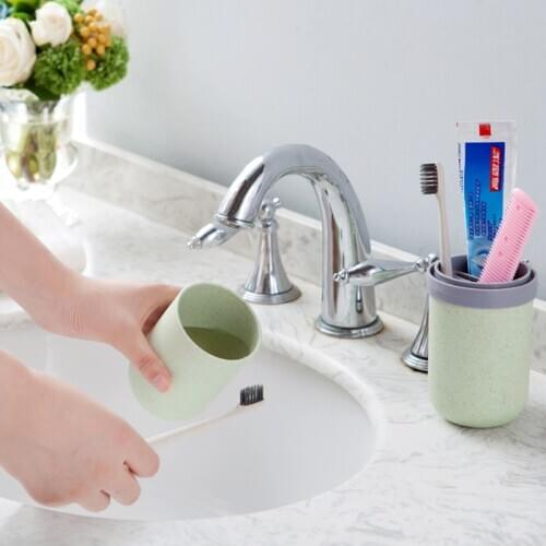 Creative Portable Travel Wash Cup storage box with wheat straw capsule cup toothbrush toothpaste comb bathroom hotel