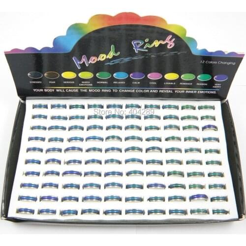 Wholesale 100pcs Spinning Mood Rings,Temperature Changable Color Ring,Free Shipping+Display box
