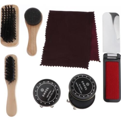 Shoe Shine Care Kit Shoe Polish Brush Set for Leather Shoe Boot Daily Care