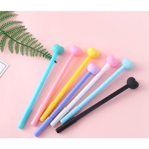 24PCs Pink Girls Solid Color Love Gel Pens Cute Girls Writing Tools Implement Office Signature Pen Cute Stationary Wholesale