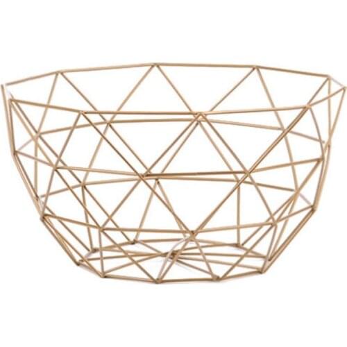 New Nordic Storage Baskets Gold Metal Art Snacks Candy Fruit Basket for Living Room Desktop Kitchen Organizer Basket