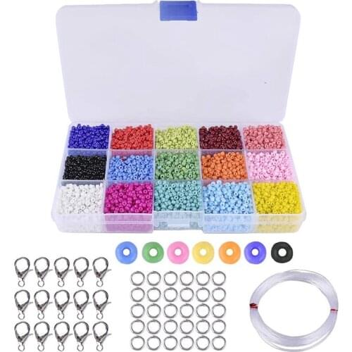 About 9000 Pcs Colorful Beads 3mm Glass Beads for Jewelry Making Bracelets Necklaces Gift for Kids