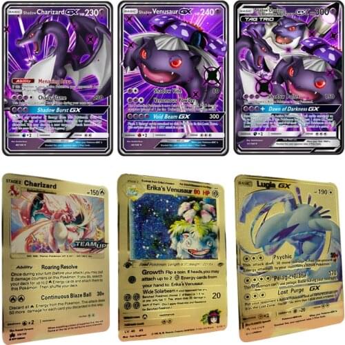 Pokemon Cards HOT Game Anime Battle Gold Metal GX EX Card Charizard Pikachu Collection Card Action Figure Model Child Toy Gift