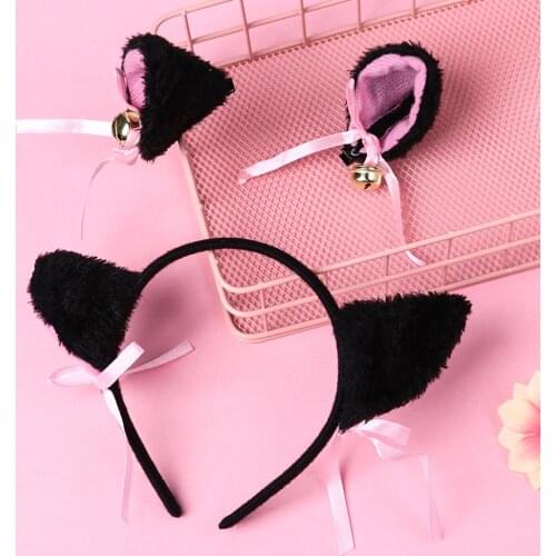 Lovely Cat Ear Head Band Cartoon Plush Cat Fur Ear Hair Band Small Bell Anime Cosplay Costume Hair Wear Fashion Hair Accessories