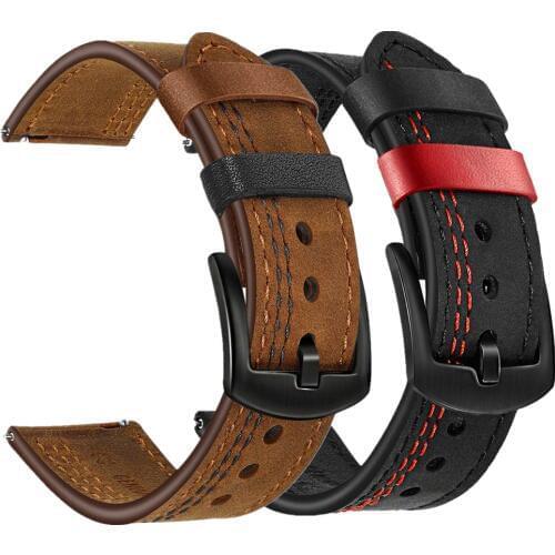 Watchband for galaxy watch 46mm bands 20mm 22mm genuine leather strap wrist bracelet for samsung gear s3 /active 2 40mm 44mm