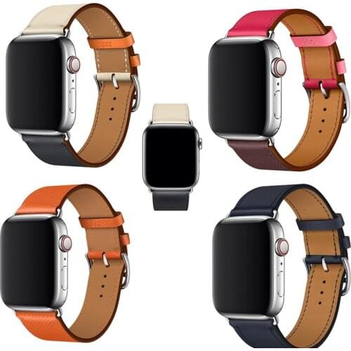 Series 6 5 4 3 2 1 Genuine Leather band for Apple Watch SE bands 44mm 40mm Single Tour belt for iwatch wrist band 38mm 42mm