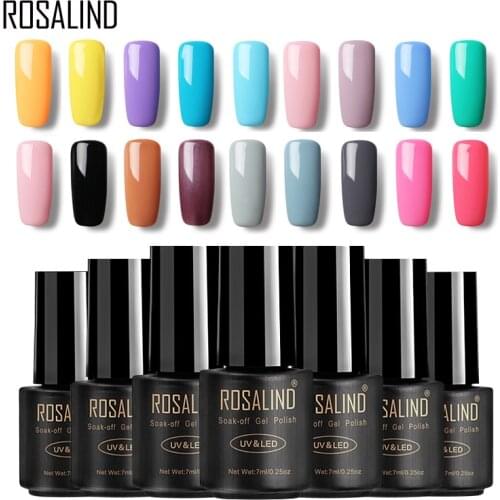 ROSALIND Gel Nail Polish Varnish Pure Color 7ml Soak Off Semi Permanent UV Led Manicure Gel Lacquer Art nails Gel Nail Polish