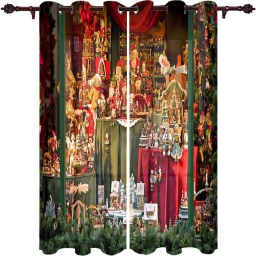 Christmas Table Gift Santa Claus Window Curtains Kitchen Bedroom Fabric Drapes Curtain Home Draperies Curtains for Living Room