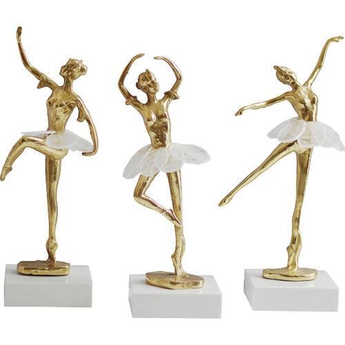Family Decorator Ballet Bronze Living Room TV Cabinet Table Ballet Dancer Decoration Hotel Lobby Neoclassical Soft Art
